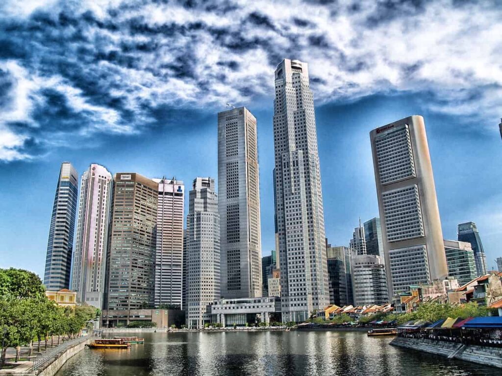 singapore, skyline, skyscrapers