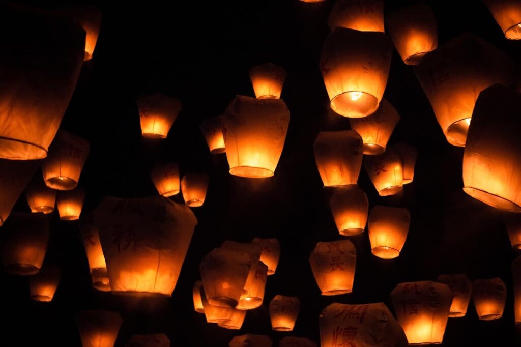 sky lantern, festival, drop lights
